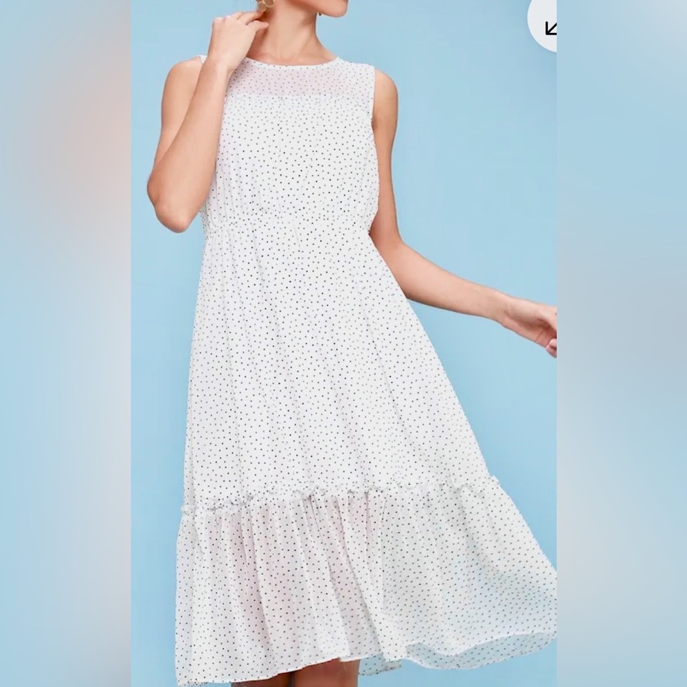Final Sale Price!  Polka Dot Afternoon Stroll White Midi Dress.  Lulus